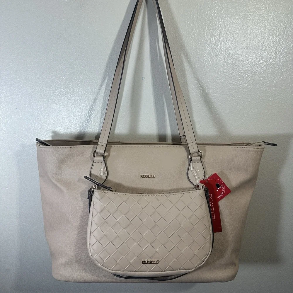 Rosetti MARA 2pc. Tote Tech laptop tablet‎ & Mini Shoulder Bag Oat Milk NEW
